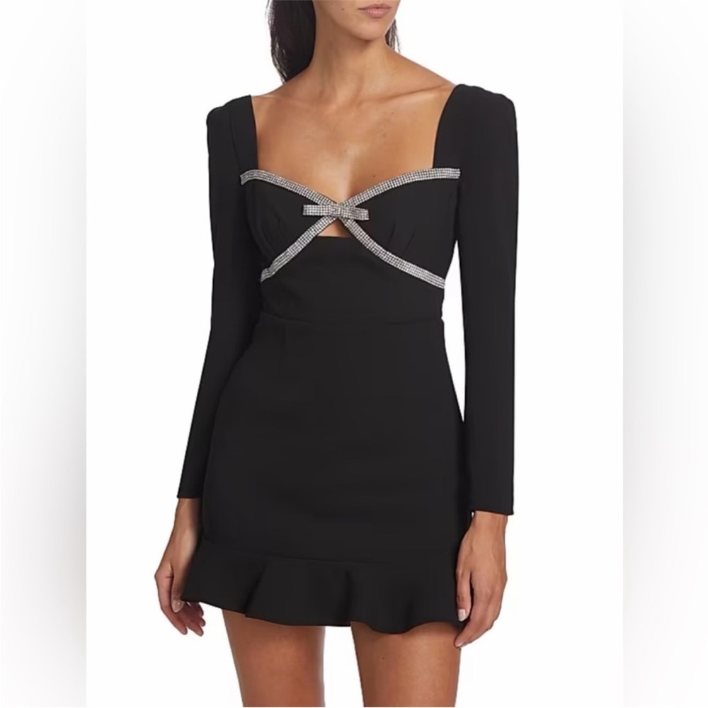 Self-Portrait Black Diamante Bow Mini Dress